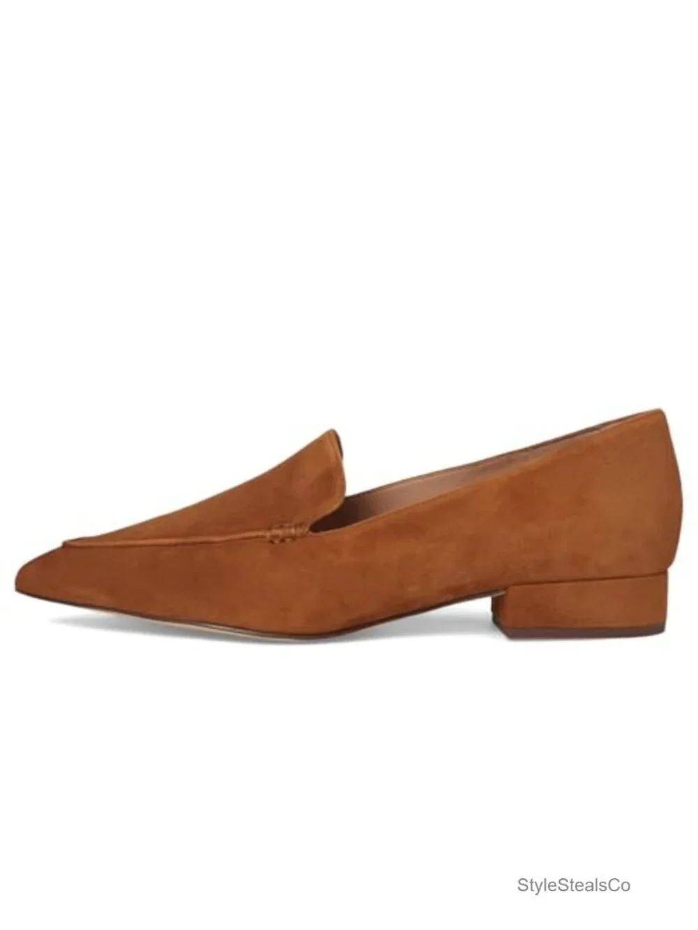 Pointed Toe Venetian Loafer with Box Stitch Detail, Flat Heel, Pull-On Style